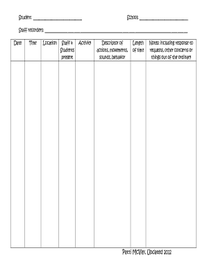 Behavior Data Tracking Blank Form (PDF) - All Born - allbornin