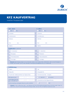 Fillable Online Zurich Kfz Kaufvertrag Pdf Zurich Zurich Fax