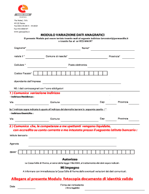 Anagrafic Data Change Form