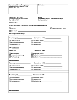 Ausfüllbar Online hassberge SiuO Antrag Parkerleichterung f r ...