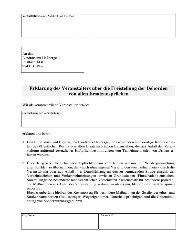 Erklärung Zum Beschäftigungsverhältnis Zur Vorlage Ausfüllbar Online hassberge 008-Erkl rung Freistellung d. Beh rden Fax