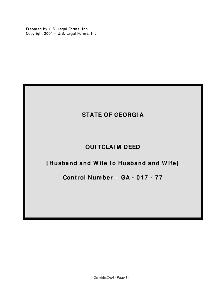 Fillable Online STATE OF bQUITCLAIM DEEDb Husband and Wife to