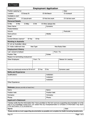 Employment Application - St Ann039s Homes Inc