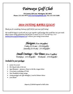 Fillable Online Fairways Golf Club 750 Country Club Lane Warrington Pa 176 Phone Www Fax Email Print Pdffiller