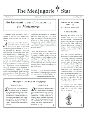 3 Published for the Glory of God An International Commission for Medjugorje Star April/May 2010 Reflection on the Message of Our Lady by Fr - themirgroup