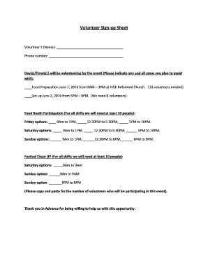 Volunteer Sign-up Sheet - Families Through Adoption - familiesthroughadoption