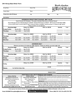 2014 Group Sales Order Form - Sesame Place