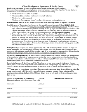 Client Consignment Agreement amp Intake Form