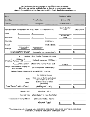 Total Cost Per Guest - Glenn039s Market