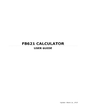 User Guide - To access the F8621 calculator, please login