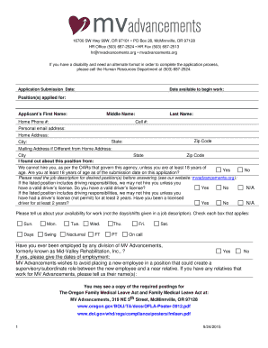 Employment Application - MV Advancements - mvadvancements