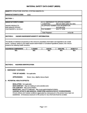 Woolworths daily difference catalogue pdf - MATERIAL SAFETY DATA SHEET (MSDS) IDENTITY: STRUCTURE CONTROL SYSTEMAMAZON OIL MANUFACTURER 'S CODE: 12AO SECTION 1