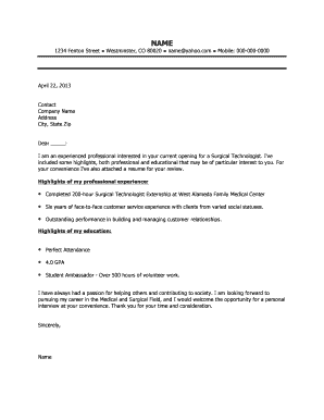 Technical Cover Letter Examples from www.pdffiller.com