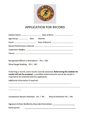 Weight range for men - APPLICATION FOR RECORD FORM - bmulgraveathleticsbbcombau