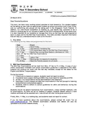 Support letter for medicaid - Hua Yi Sec a condary School y 60 Juron West Street 42, Singapore 6 ng 649371 - huayisec moe edu