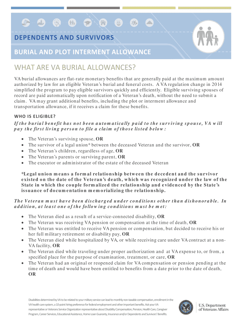 Fillable Online BURIAL AND PLOT INTERMENT ALLOWANCE Fax Email Print
