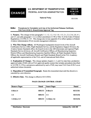 Sample tag format - FAA Order 81302H Procedures for Completion and Use of the Authorized Release Certificate FAA Form 8130-3 Airworthiness Approval Tag Procedures for Completion and Use of the Authorized Release Certificate FAA Form 8130-3 Airworthiness - faa