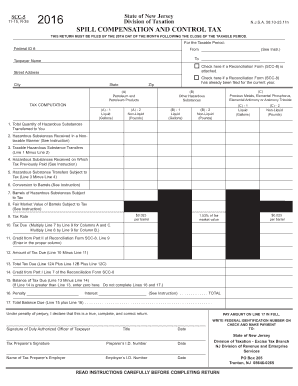 2016 Scc-05 and 5a -- Spill Compensation and Control Tax Division of Taxation - 2016 Scc-05 5A - Spill Compensation and Control Tax