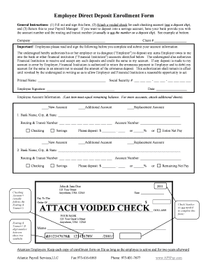 Employee Direct Deposit Enrollment Form - bapspaybbcomb