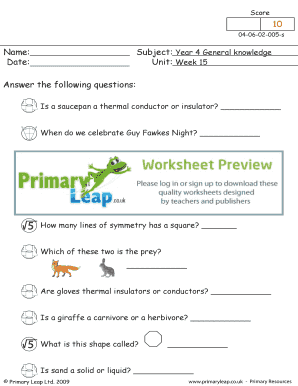 Week 15 - Primary Leap Worksheets.. Year 4, General Knowledge, Weeks 11 - 20 - Week 15 primary resource exercise.