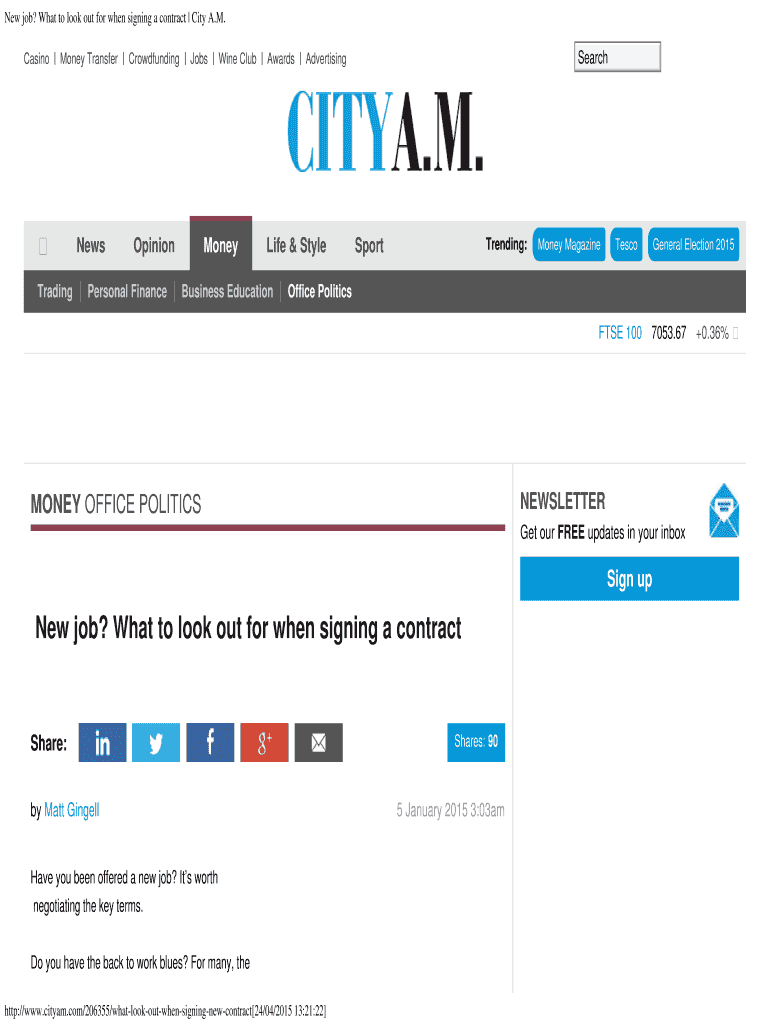 Fillable Online Gannons Co New Job What To Look Out For When Signing A 