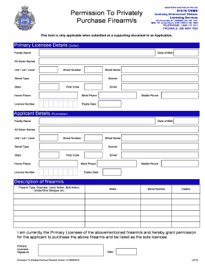 Permission To Privately Purchase Firearm/s. LSF10