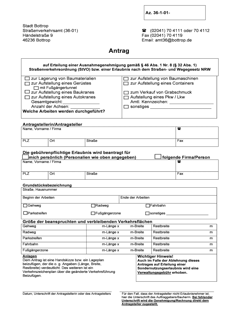 Ausfüllbar Online Antrag auf Erteilung einer Ausnahmegenehmigung neudoc Fax Email Drucken