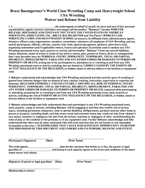USA Wrestling Waiver and Release