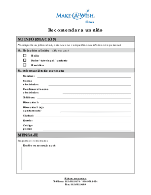 Child Information Recommendation Form