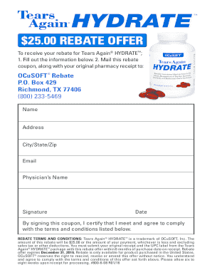 Tears Again Hydrate Rebate Form