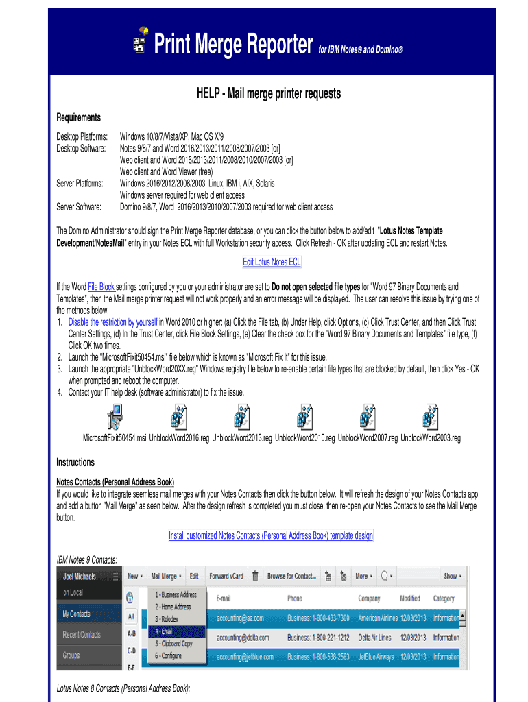 Fillable Online HELP Mail merge printer requests Fax Email Print