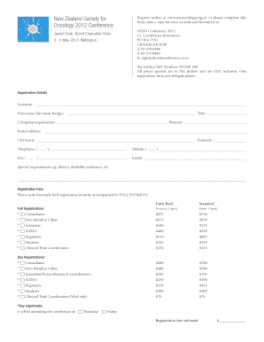 New Zealand Society for Oncology 2012 Conference