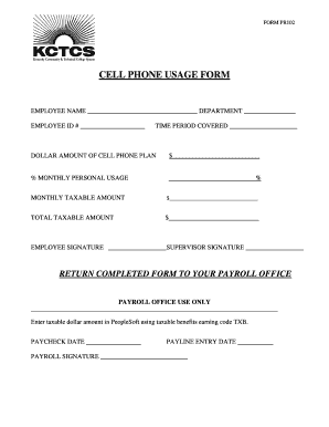 CELL PHONE USAGE FORM - legacy bluegrass kctcs
