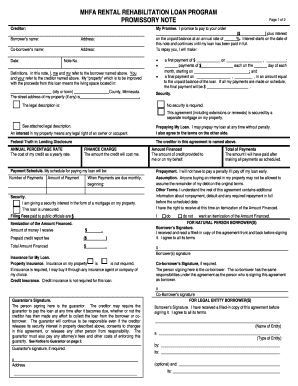 Minnesota Rental Rehabilitation Loan Promissory Note