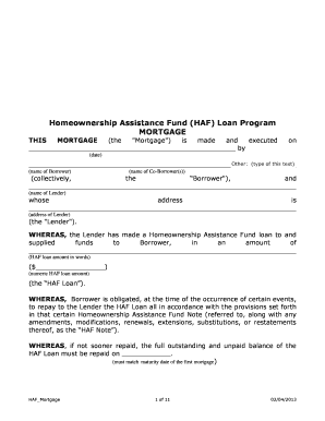 Homeownership Assistance Fund Mortgage Agreement