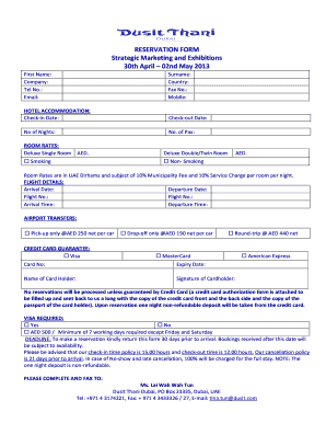 sample of hotel reservation form