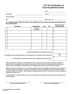 HTF-3A Certification of Total Household Income