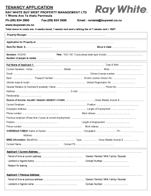 New Zealand Tenancy Application Form