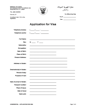 Sudan Tourist Visa Application Form