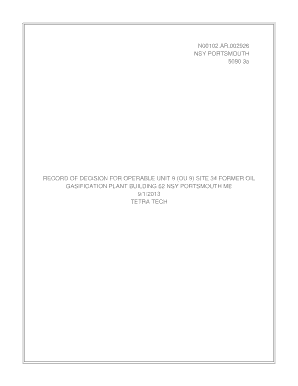 School change application - RECORD OF DECISION FOR OPERABLE UNIT 9 (OU 9) SITE 34 FORMER OIL