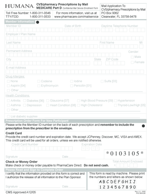 CVS Medicare Part D Mail Service Enrollment Form