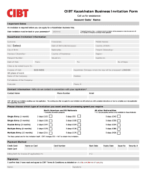 Kazakhstan Business Invitation Form
