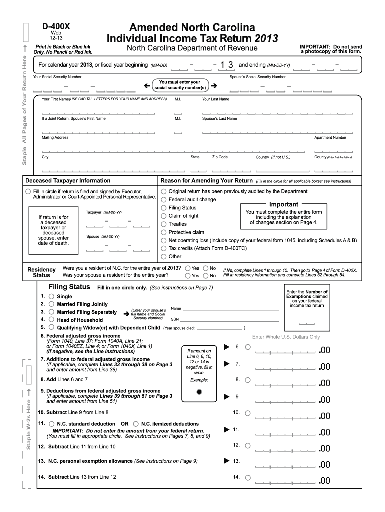 2013 d 400x fillable form Preview on Page 1.