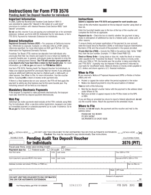 California Pending Audit Tax Deposit Voucher