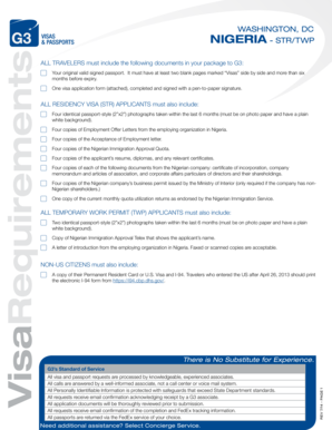 Nigeria Residency and Temporary Work Permit Application