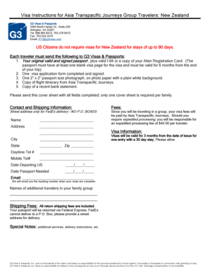 New Zealand Visa Application Form