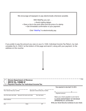 Illinois IL-1040-V Payment Voucher