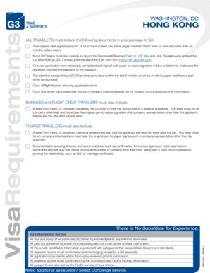 Visa Application Form for Hong Kong