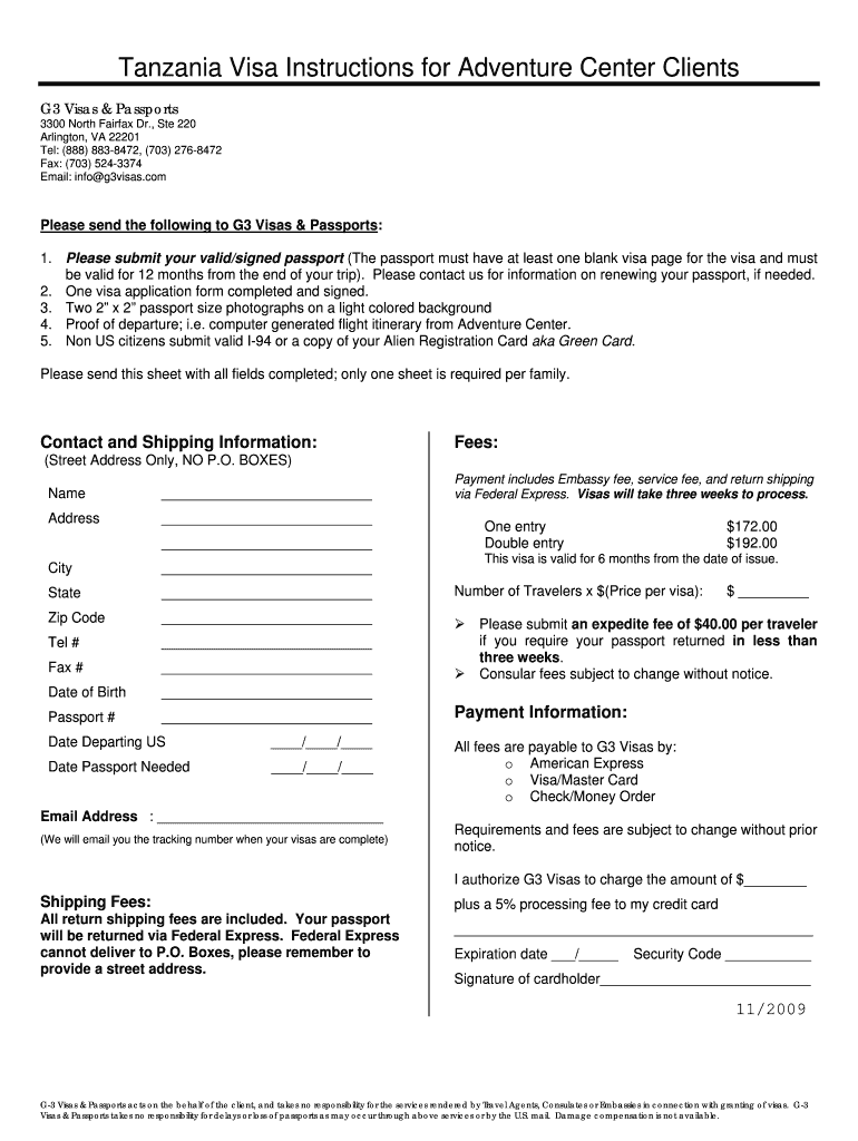 Tanzania Visa Application Form - Blank Fillable Template | Fill Out ...