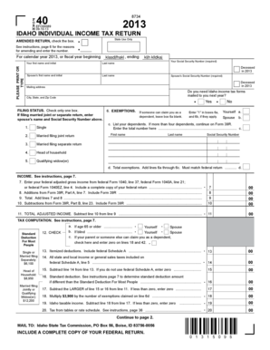 Idaho Individual Income Tax Return Form 40